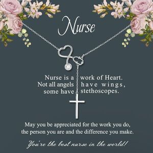 Silver Heart and Cross Necklace for Nurses